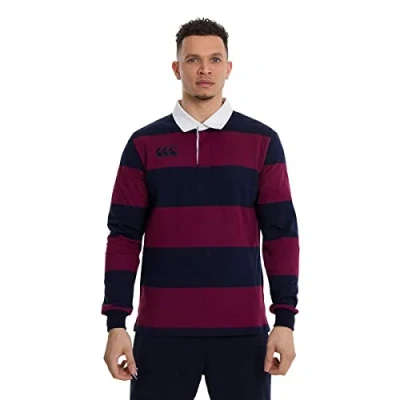 Image of Canterbury Men&#039;s Long Sleeve Retro Hoop Jersey, Maroon, 3XL