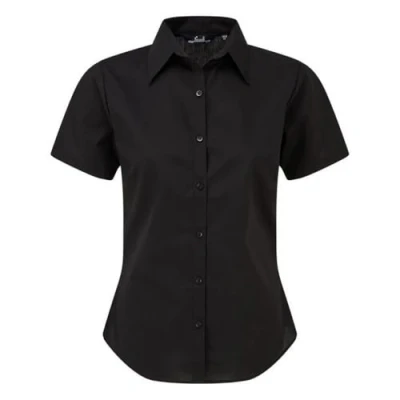 Image of Premier Women&#039;s poplin Short Sleeve Blouse, Ladies Plain Work Shirt Black Size 10