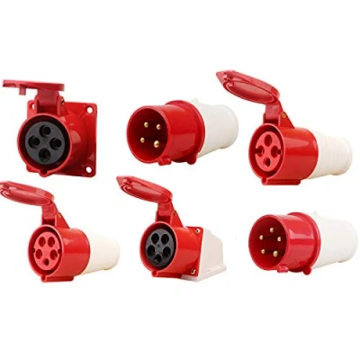 Image of Industrial Plug Sockets, IP44 5Pin 16A 315 Socket &amp; Red White Site Waterproof Connector (315)