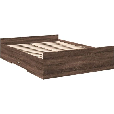 Image of vidaXL Bed Frame with Drawers without Mattress Brown Oak 140x190 cm