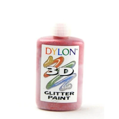 Image of Dylon 3D Fabric Paint Colour Fun Effects Glitter Red 25ml Bottle