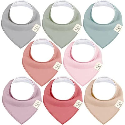 Image of KeaBabies Baby Bandana Bibs Super Absorbent Dribble Boy, Girl 0 6 Months 12 for Weaning Newborn, Toddler 8 Pack Bib Set (Muted Pastel)