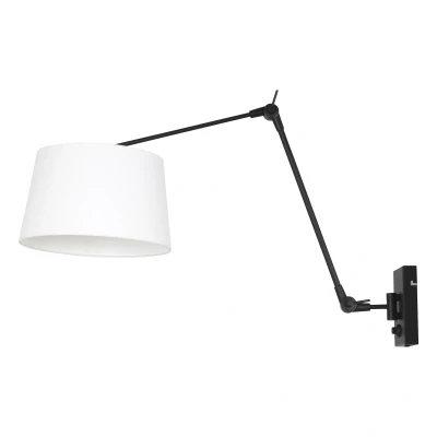 Image of Prestige Chic Cylindrical Wall Lamp Matt Black, Linen White