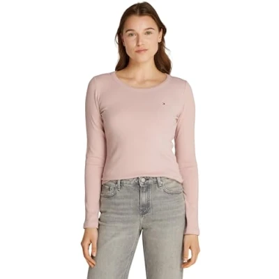 Image of Tommy Hilfiger SLIM Long sleeved top, Women&#039;s, Size: Small, Foggy pink