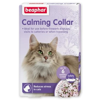 Image of Beaphar Herbal Calming Collar For Cats Fireworks, Thunderstorms, Car Travel &amp; Long Term Stress Contains the Natural Herb Valerian Up to 6 Weeks of 1x Adjustable 65cm