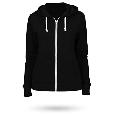 Image of Missmister Unisex Boys girls Hoodies for Plain Kids Fleece Hoodie Jumper with Zip Clothes Hooded Sweatshirt Casual School Wear Top (Black, 13 Years)
