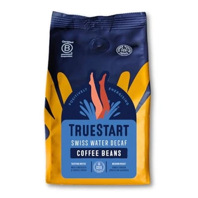 Image of TrueStart Coffee Beans 200g, Swiss Water Decaf Ideal for Espresso Machine, Bean to Cup, Single Origin Arabica, Freshly Hand Roasted Speciality Grade, Medium Roast
