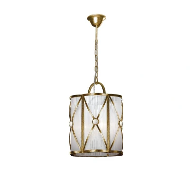 Image of Esparta 3 Light Lanterns Pendant Ceiling Antique Gold, White, E14