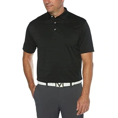 Image of Callaway Opti Vent Open Mesh Short Sleeve Polo, Black/White, L