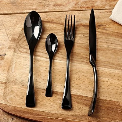 Image of LEKOCH 4 piece Stainless Steel Cutlery Black Silverware Set