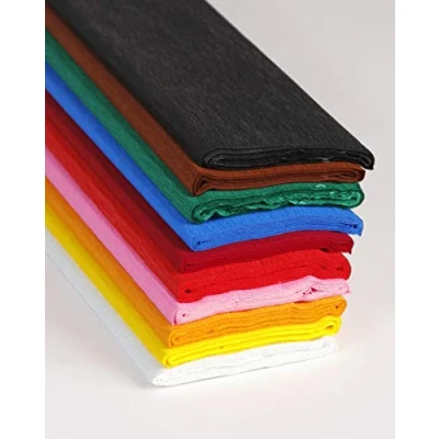 Image of Clairefontaine Ref 914399C Non Flammable Crepe Paper (Pack of 10 Sheets) 2.5 x 0.5m in Size, 40% Standard Quality, 32gsm Material Assorted Colours