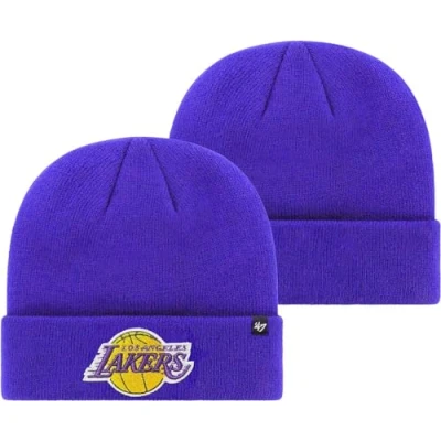 Image of 47 NBA Unisex Adult Primary Logo Cuffed Knit Team Color Beanie Hat Cold Weather Hat, One Size, Los Angeles Lakers Purple, size