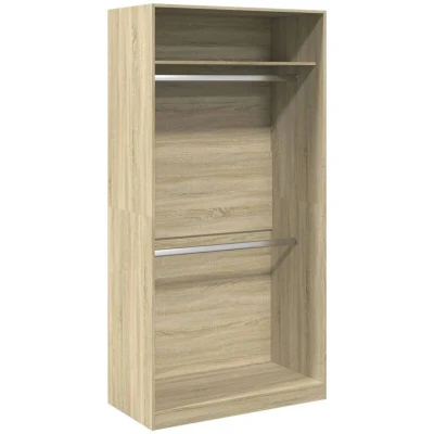Image of vidaXL Wardrobe Closet Sonoma Oak Engineered Wood Storage 2 Compartments 100x50x200 cm Modern Bedroom Furniture/Clothes Organizer