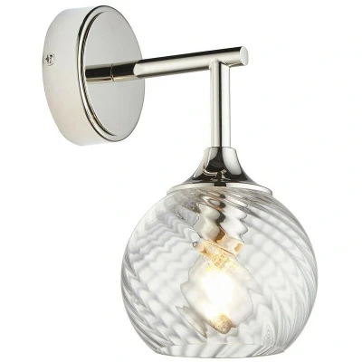 Image of Endon Allegra Glass Shade Wall Lamp Bright Nickel
