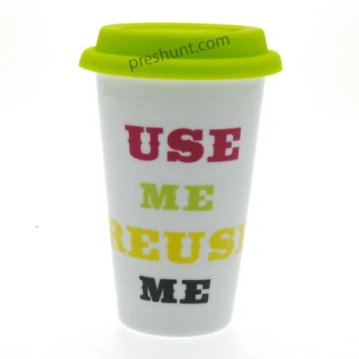 Image of The Leonardo Collection Use Me Reuse Double Walled Ceramic Travel Mug Green