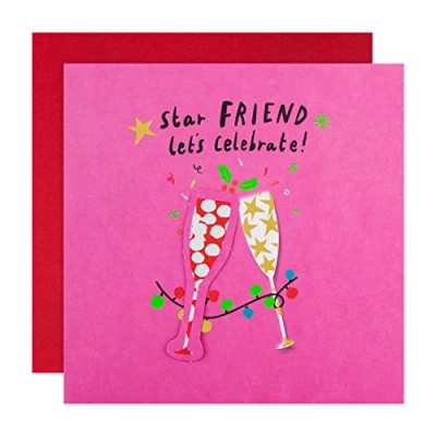 Image of Hallmark Christmas Card for Friend Contemporary Star Fizz Design, 25558713, Multicoloured
