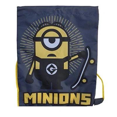 Image of Kids Children Boys Girls Stuart Minions Gym Bag Swim Shoe PE Drawstring School Travel Tote Black