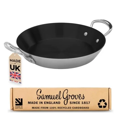 Image of Samuel Groves 30cm Brushed S/Steel Triply Paella Pan Non Stick