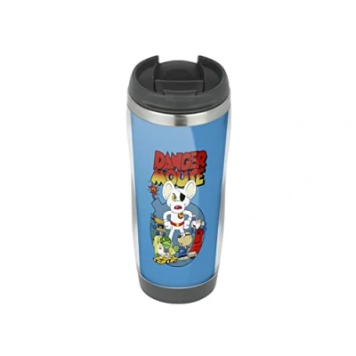 Image of Danger Mouse Blue Travel Mug, Thermal Insulated Cup for Hot and Cold Beverages Drinks
