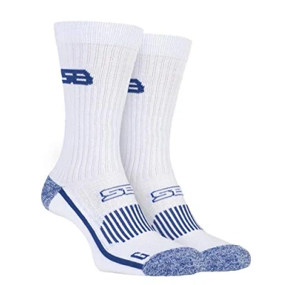 Image of 2 Pair White with BlueGuard Sports Crew Socks Men&#039;s 6 8.5 Mens Storm Bloc