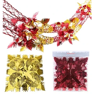 Image of Christmas Concepts® 9ft x 1ft Large Square Foil Garland Festive Hanging Decoration Trimming (Red &amp; Gold)