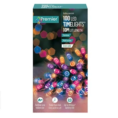Image of Premier 100 LED 10m Battery 8 Function Outdoor Smart Timer Lights Rainbow