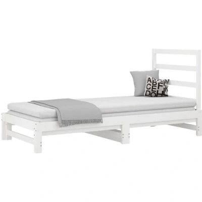 Image of vidaXL Pull out Day Bed without Mattress White 2x(90x200)cm