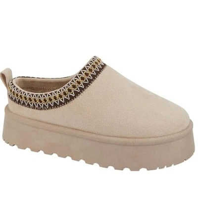 Image of Women&#039;s Braided Platform Slipper Boots (Beige, UK Footwear Size System, Adult, Women, Numeric, Medium, 6)