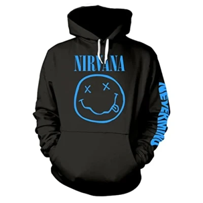 Image of Nirvana &#039;Nevermind Smile&#039; (Black) Pull Over Hoodie (Large)