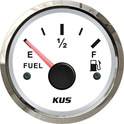 Image of KUS Fuel Oil Level Gauge Meter Indicator 240 33ohm With Backlight 12V/24V 52MM(2&quot;) (White)