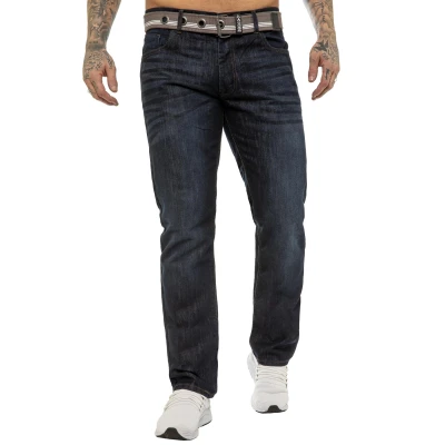 Image of 989Zé ENZO Mens Straight Leg Jeans Regular Fit Denim Trouser Pants UK EZ399 Indigo 44W / 34L