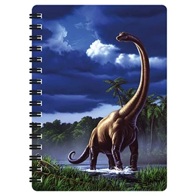 Image of 3D LiveLife Jotter Brachiosaurus from Deluxebase. Lenticular Dinosaur A6 Spiral Notebook with Plain Recycled Paper Pages. Artwork Licensed Renowned Artist Jerry LoFaro