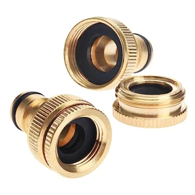 Image of DRELD 2Pcs Brass Hose Tap Connector, 1/2 and 3/4 inch BSP Universal Garden Tap, 2 in 1 Gardening Faucet Adapter for Hose, Washing Machine (2pcs Taps)