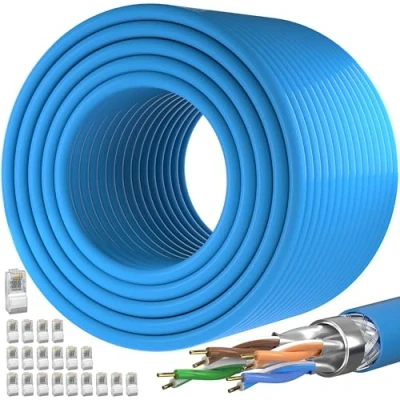 Image of Cat7 Ethernet Cable Outdoor High Speed Internet 120m Long Shielded Network Cable, SFTP Shearable Patch 10Gbps Gigabit LAN 24AWG 600MHz Wifi 20 Free RJ45 connectors