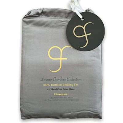 Image of GF 100% Organic Bamboo Bedding 2 x pillowcases size 50cm 75cm 300tc Luxurious sateen weave