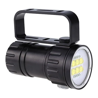 Image of Fdit Diving LED Flashlight, 28800 Lumens Flashlight Photography Fill Lamp Underwater 80 M Torch with Stand Red Blue Lightweight