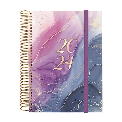 Image of Finocam Espiral Design Collection 2024 Diary 1 Day Page January December (12 Months) Goldy French