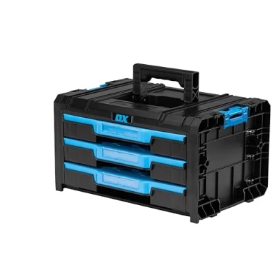Image of OX Tools TOOLTREK Trade 3 Drawer Tool Box, Chest With Carry Handle, Portable Storage