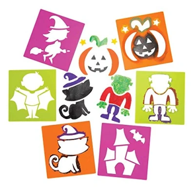 Image of Baker Ross AR654 Plastic Stencils, Ideal for Kids to Create and Design Halloween Themed Books, Cards Pictures, Perfect Home, School Craft Group Projects (Pack of 6), Assorted