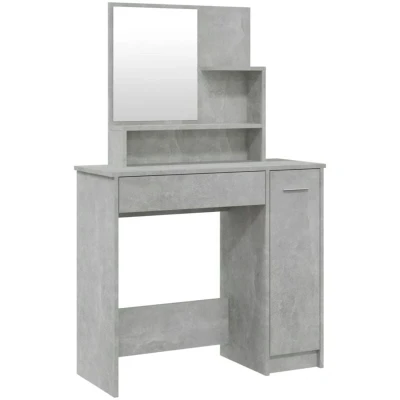 Image of vidaXL Dressing Table with Mirror Concrete Grey 86.5x35x136 cm