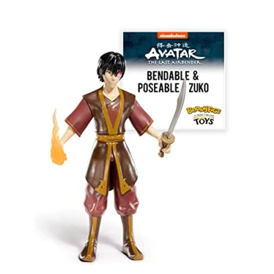 Image of BendyFigs The Noble Collection Avatar Zuko Toys 19cm Bendable Posable Collectible Doll Figure With Stand and Mini Accessory
