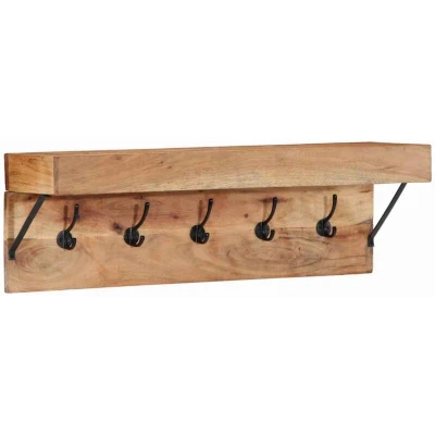 Image of vidaXL Coat Rack with Shelf Wall Mounted Solid Acacia Wood and Metal