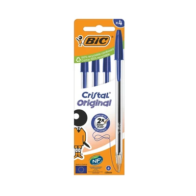 Image of Bic Cristal Ballpoint Pen Medium Blue (Pack of 4) 516332