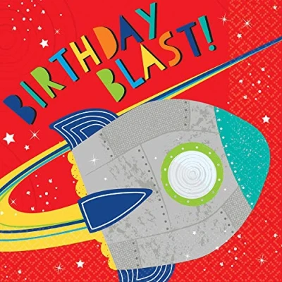 Image of Amscan 512278 Blast Off Space Kids Birthday Party Luncheon Napkins 16 Pack
