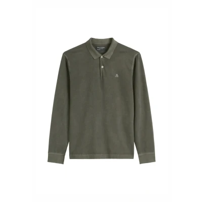 Image of Marc O&#039;Polo Longsleeve Polo Shirt Olive Green Dark size L
