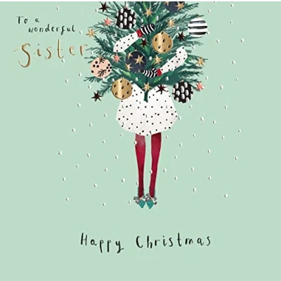 Image of Wonderful Sister Xmas Tree Curious Inksmith Christmas Card Greeting Cards X14572IJ