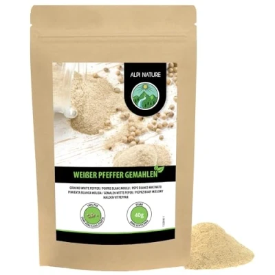 Image of Ground white pepper (40g, 1.4oz), 100% natural pepper, of course without additives, vegan, peppercorns