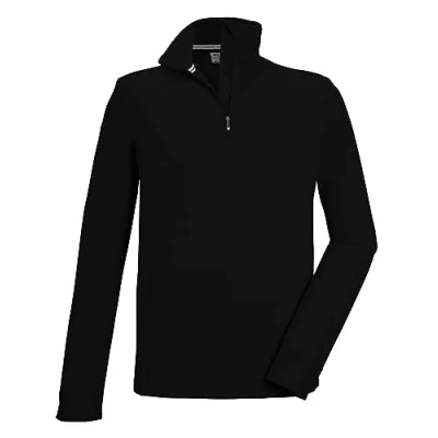 Image of Killtec Men&#039;s Ksw 99 Mn Flc Shrt Fleece Shirt with Stand Up Collar and Zip Black