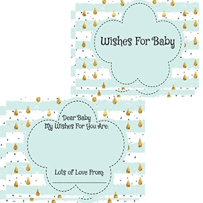 Image of Baby Shower Advice Cards 16 Guests Keepsake Game Activity Mint Raindrop (16 Wishes Cards)