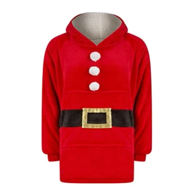 Image of Tokyo Laundry Unisex Kid&#039;s Oversized Christmas Fleece Lined Blanket Hoodie (Santa)